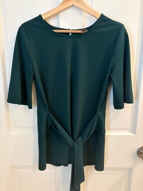 Ann Taylor Teal Tie-Front Short Sleeve Blouse Sz S
